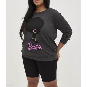 NWT TORRID CREW SWEATSHIRT - COZY FLEECE BARBIE GREY